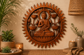 Wooden Panel - 40cm - Buddha & Lotus
