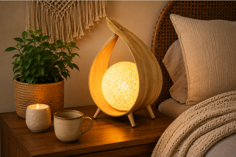Natural Coconut Lamp - Natural Wrapover