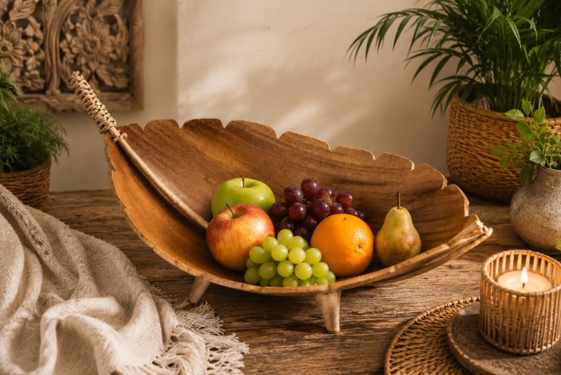 Coconut Leaf Large Fruit Bowl - Natural