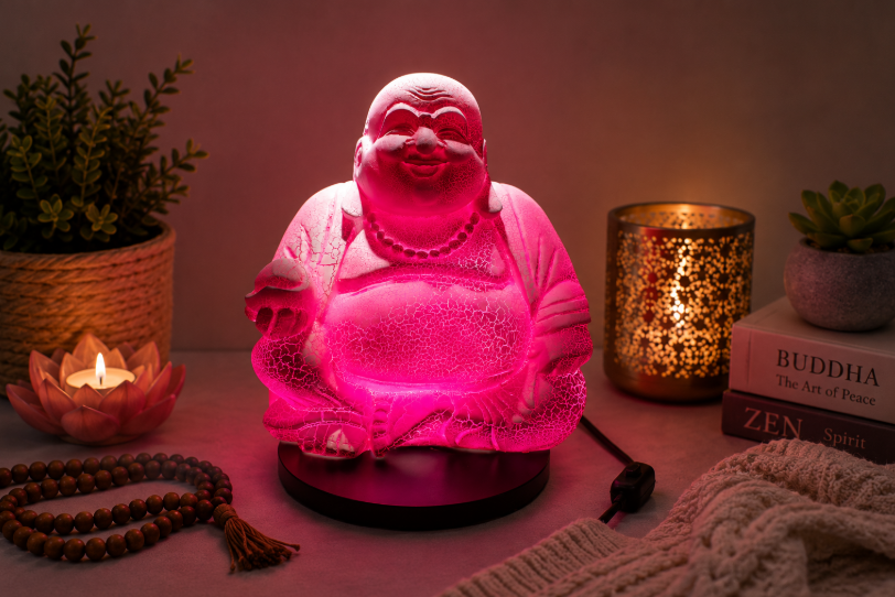 Laughing Buddha Lamp Dragonfruit - Round Stand