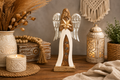 Large Mango Wood Star Angel Metal Wings & Enamel Detail 30cm