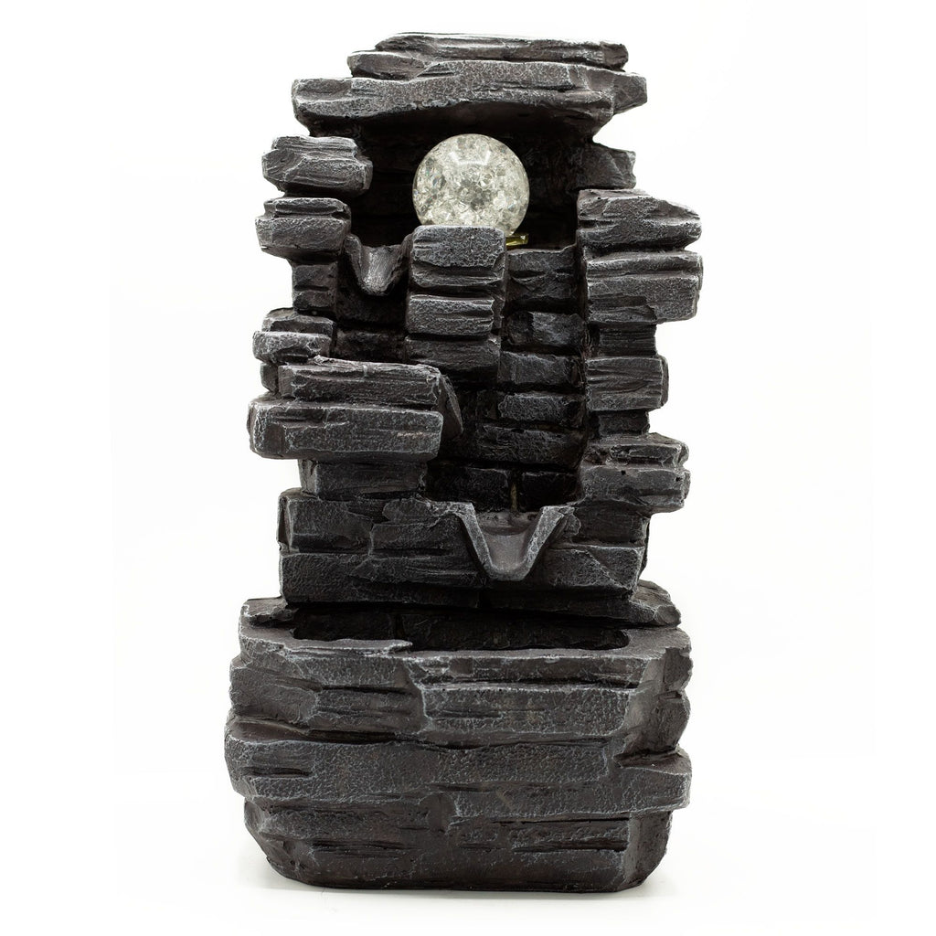Tabletop Water Feature - Slab Rocks Formation & Crystal Ball