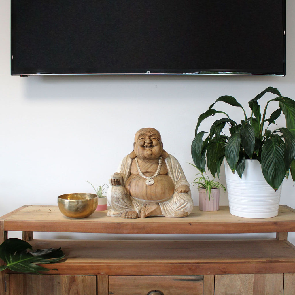 Happy Buddha - Whitewash 40cm