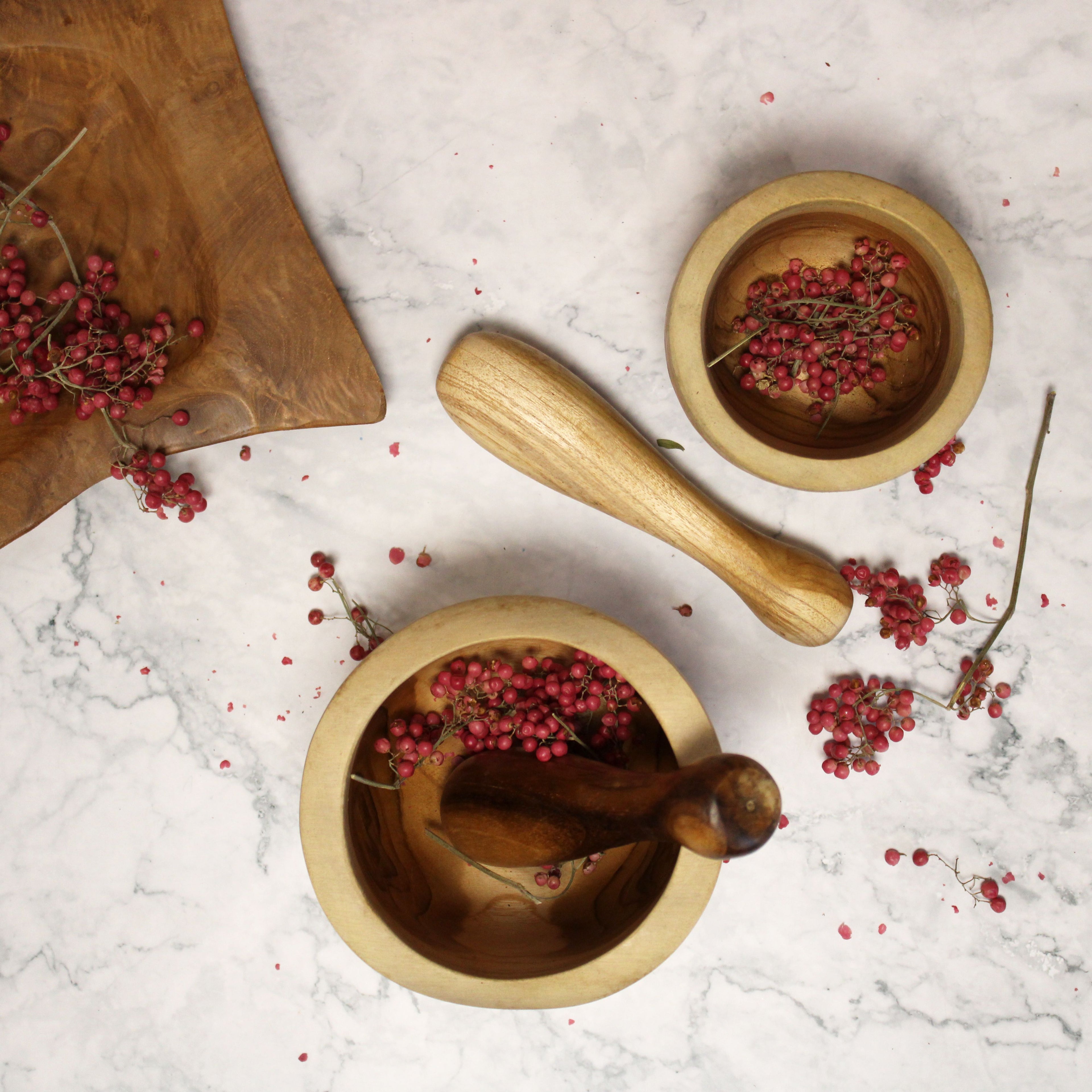 Hand-Carved Teak Mortar & Pestle Medium