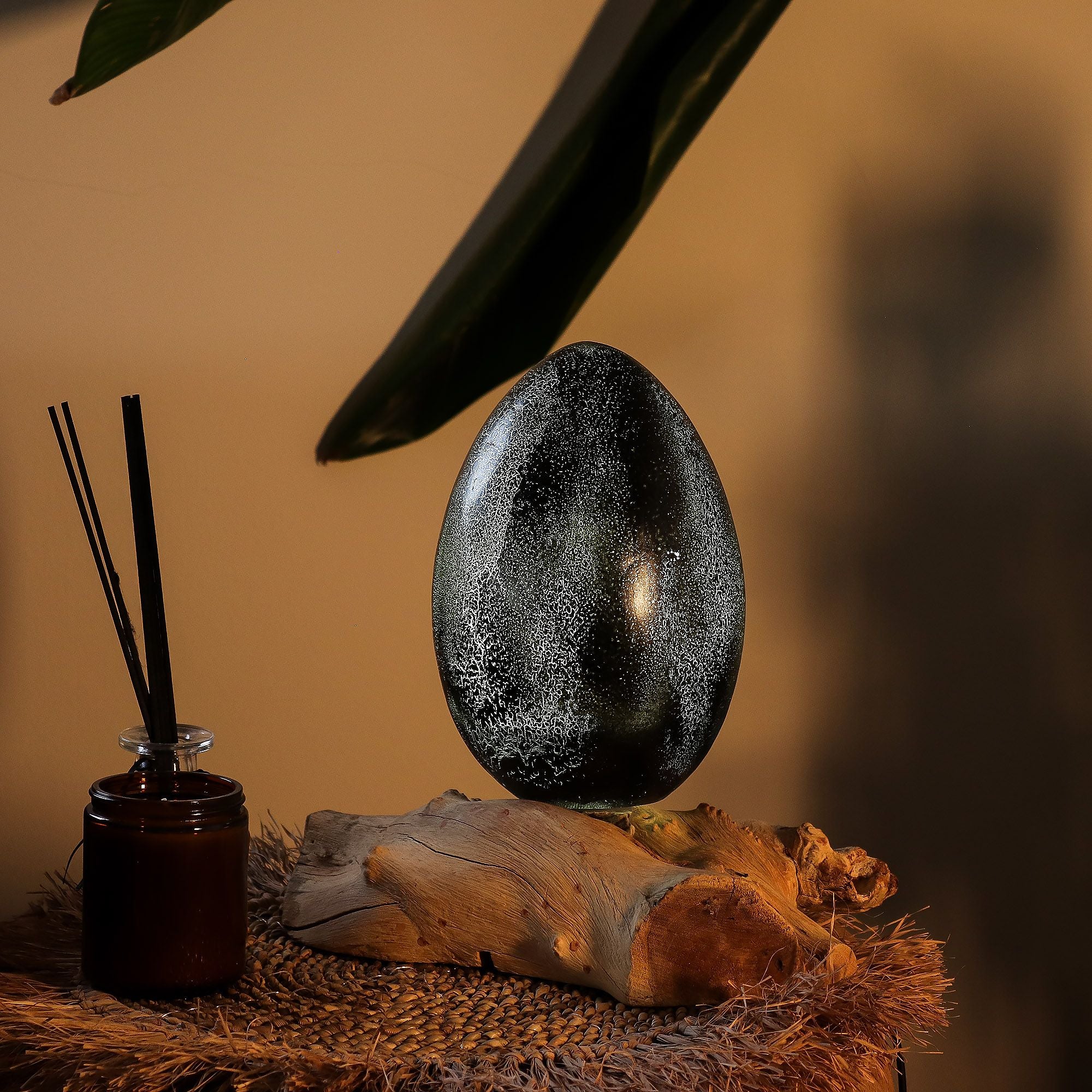 DriftGlow Lamp Crackle Lava Egg Shade - Grey