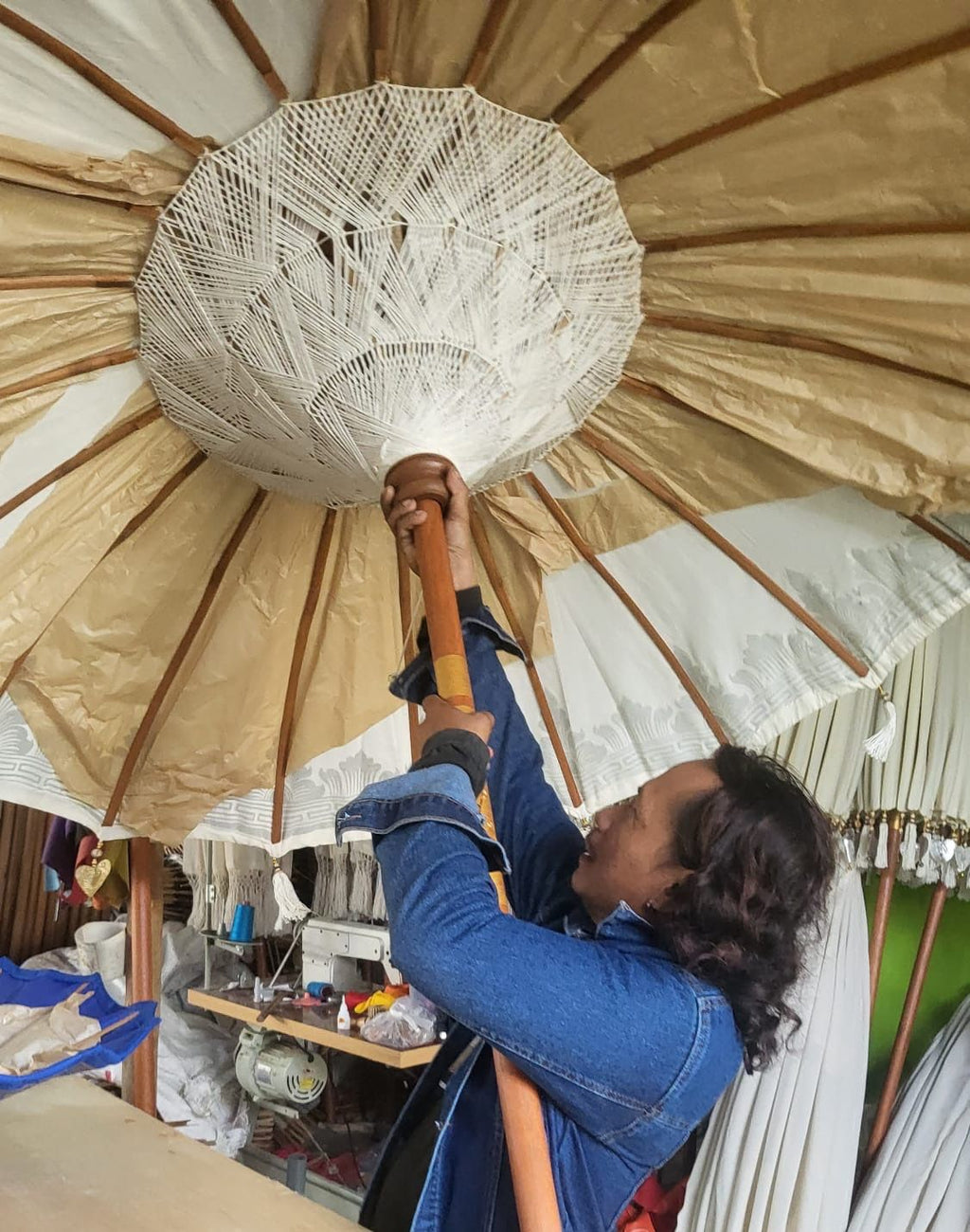 Hand-crafted Balinese Parasol Turquoise