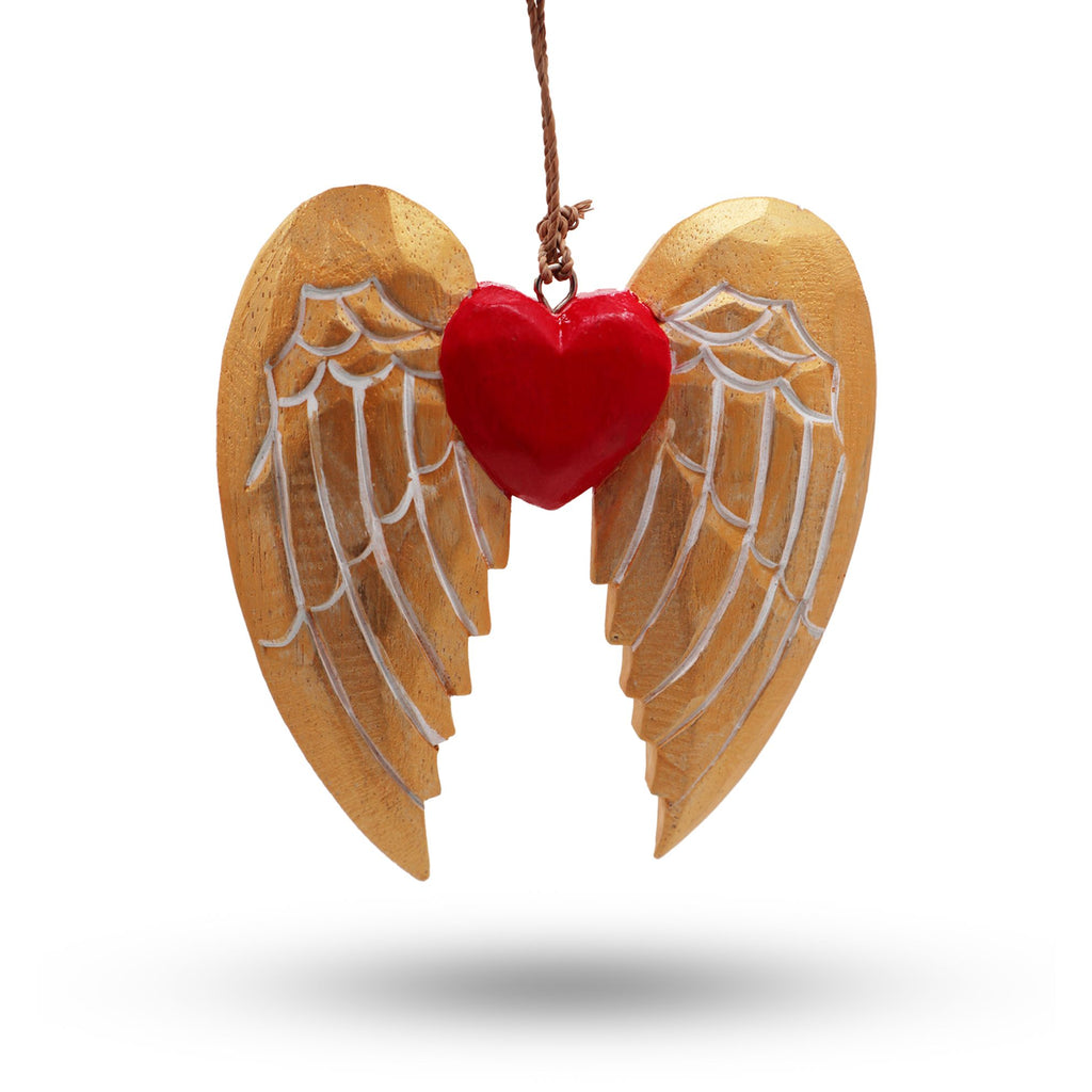 Gold Angel Wing & Heart with white detail