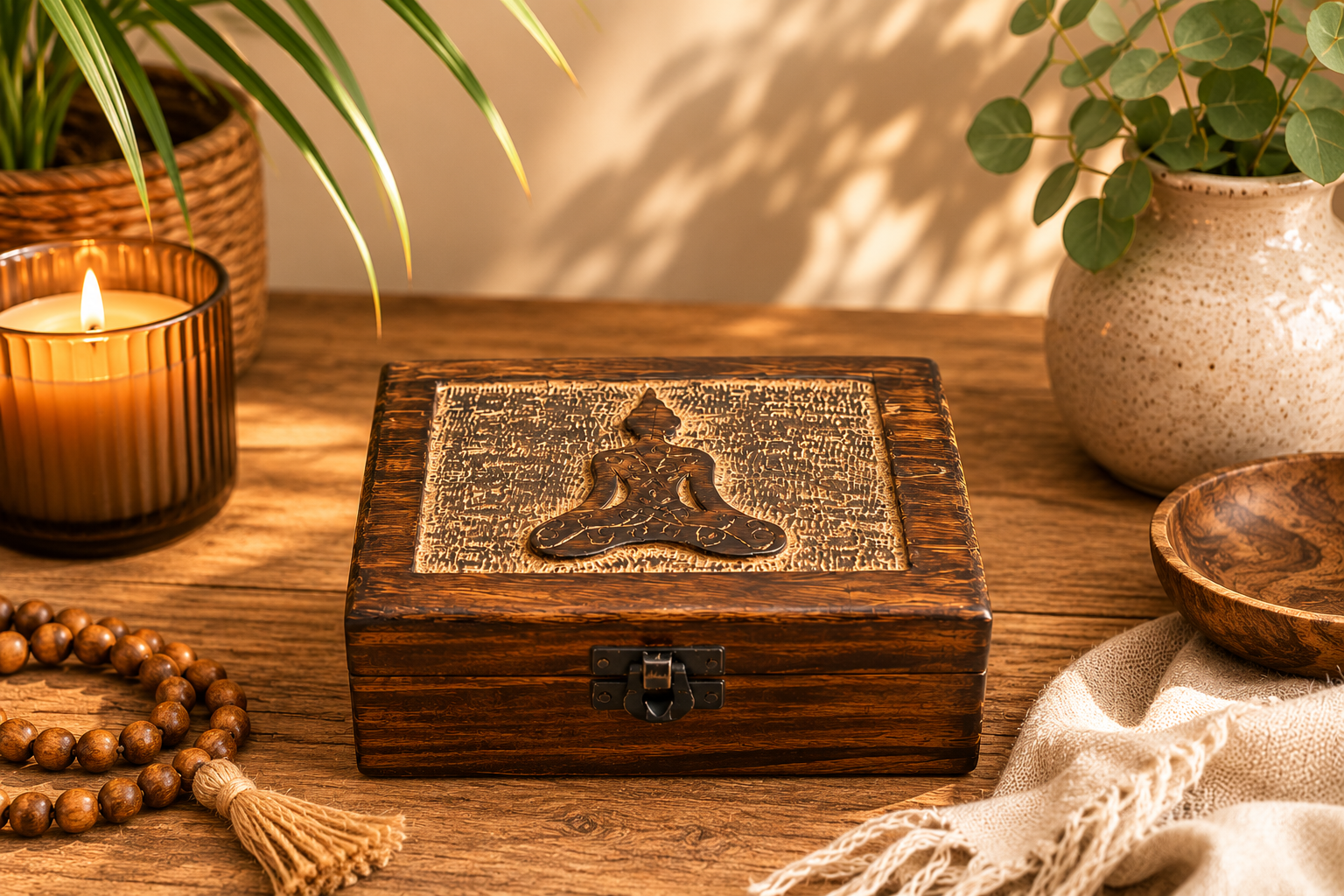 Mango Wood Keepsake Box - Buddha - Medium