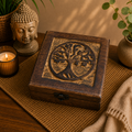 Mango Wood Keepsake Box - Tree of Life - Square