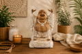 Happy Buddha Hands Up - Whitewash 40cm