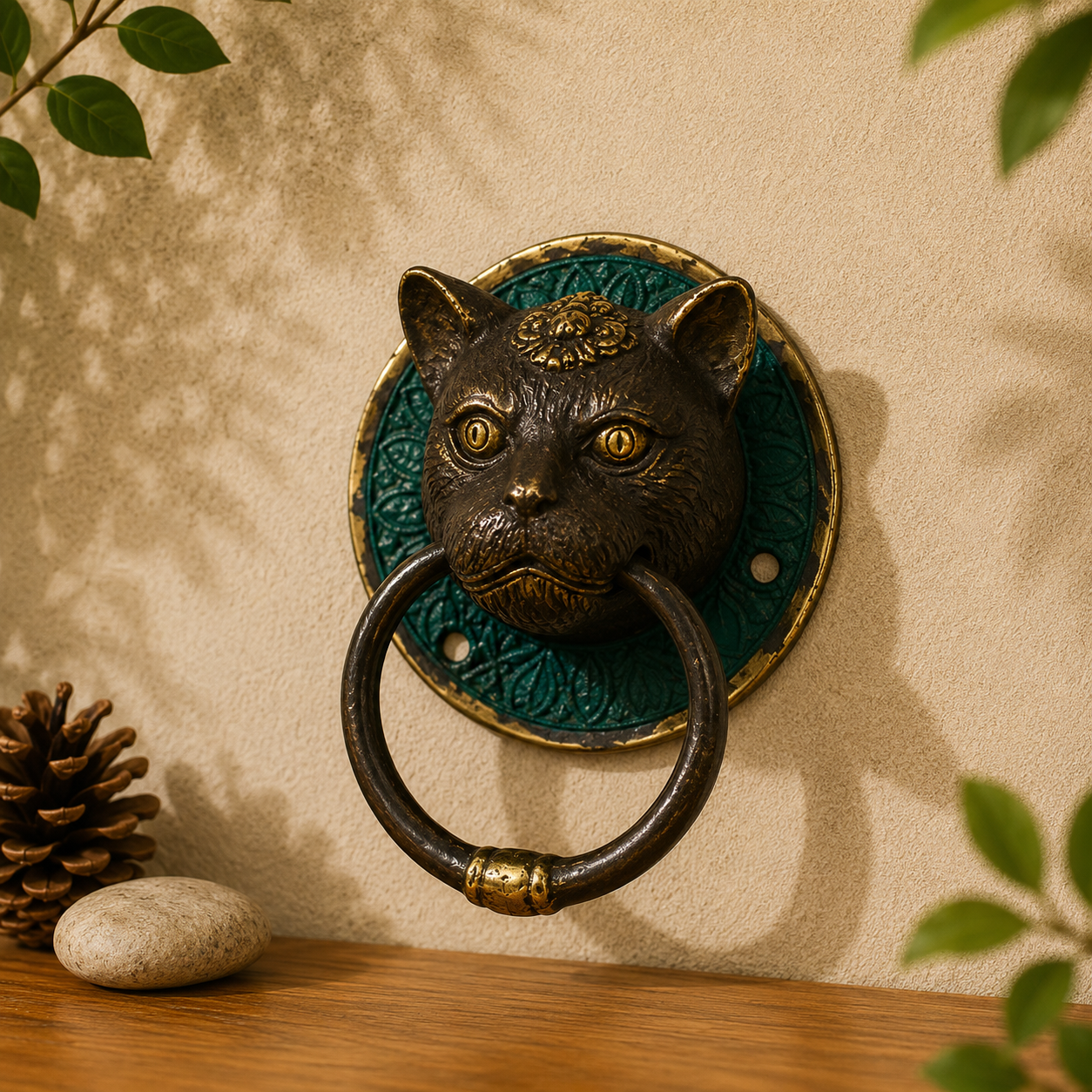 Brass Door Knocker - Cats Head