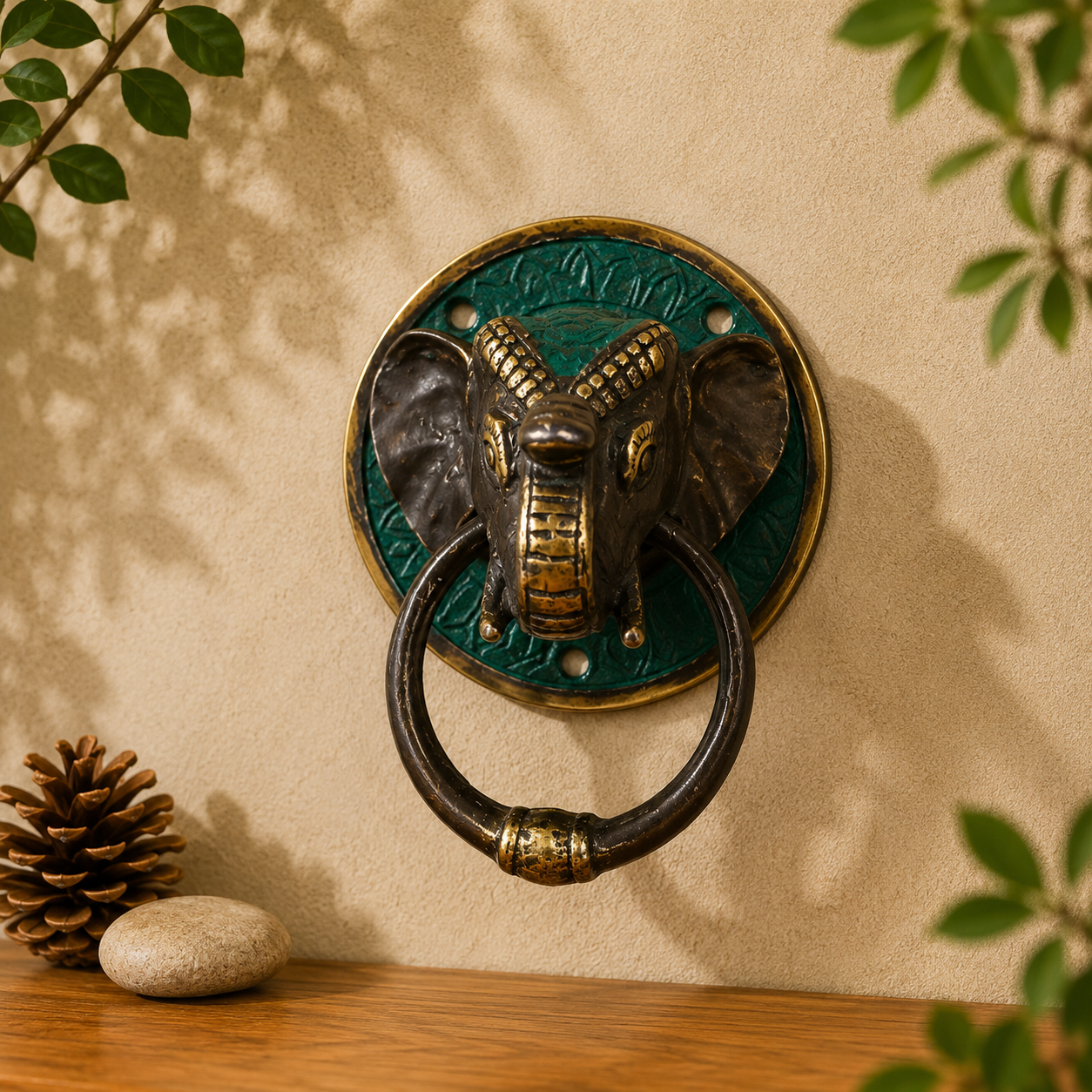 Brass Door Knocker - Elephants Head