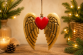 Gold Angel Wing & Heart with black detail