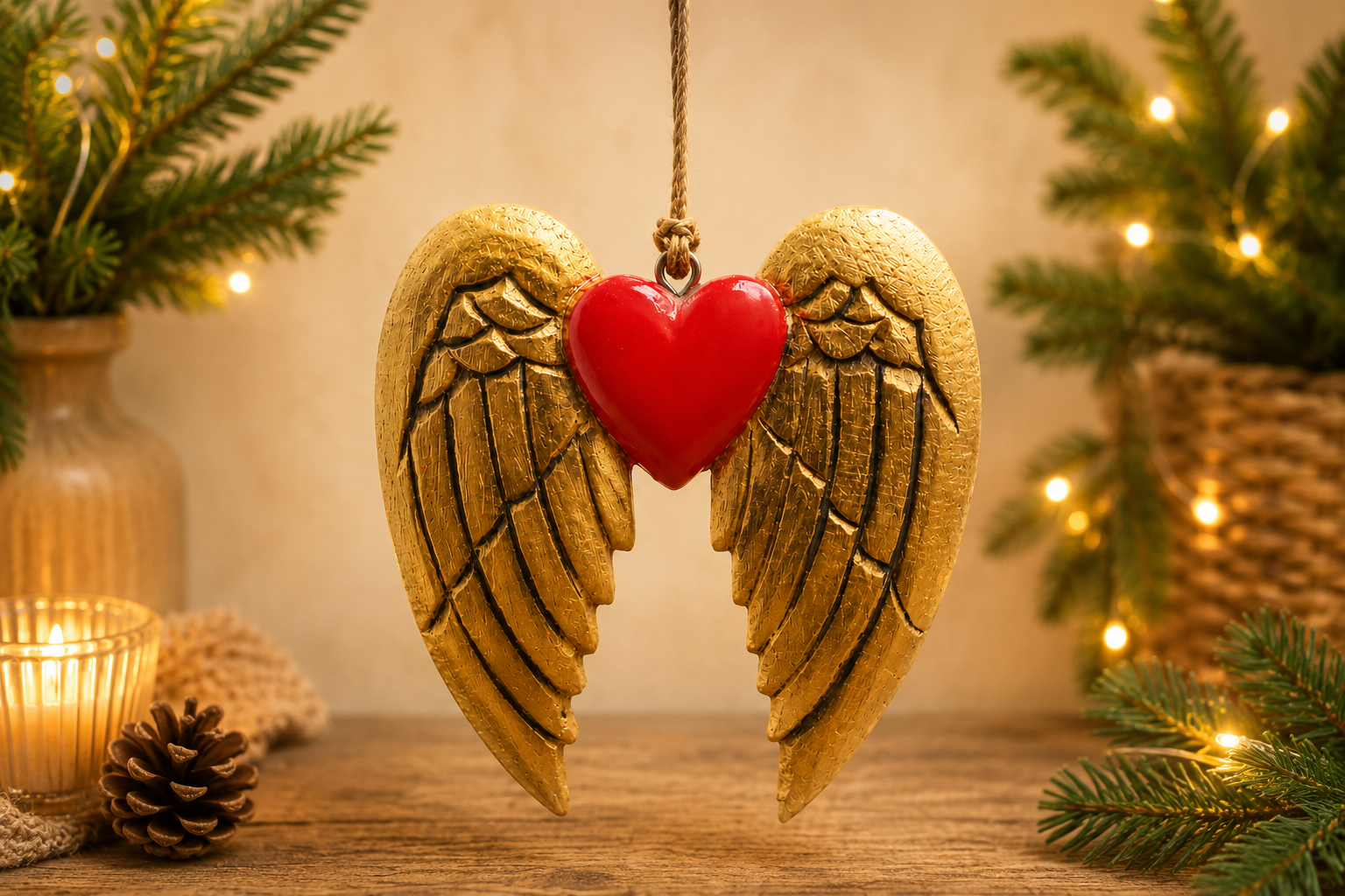 Gold Angel Wing & Heart with black detail