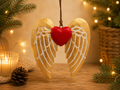 Gold Angel Wing & Heart with white detail