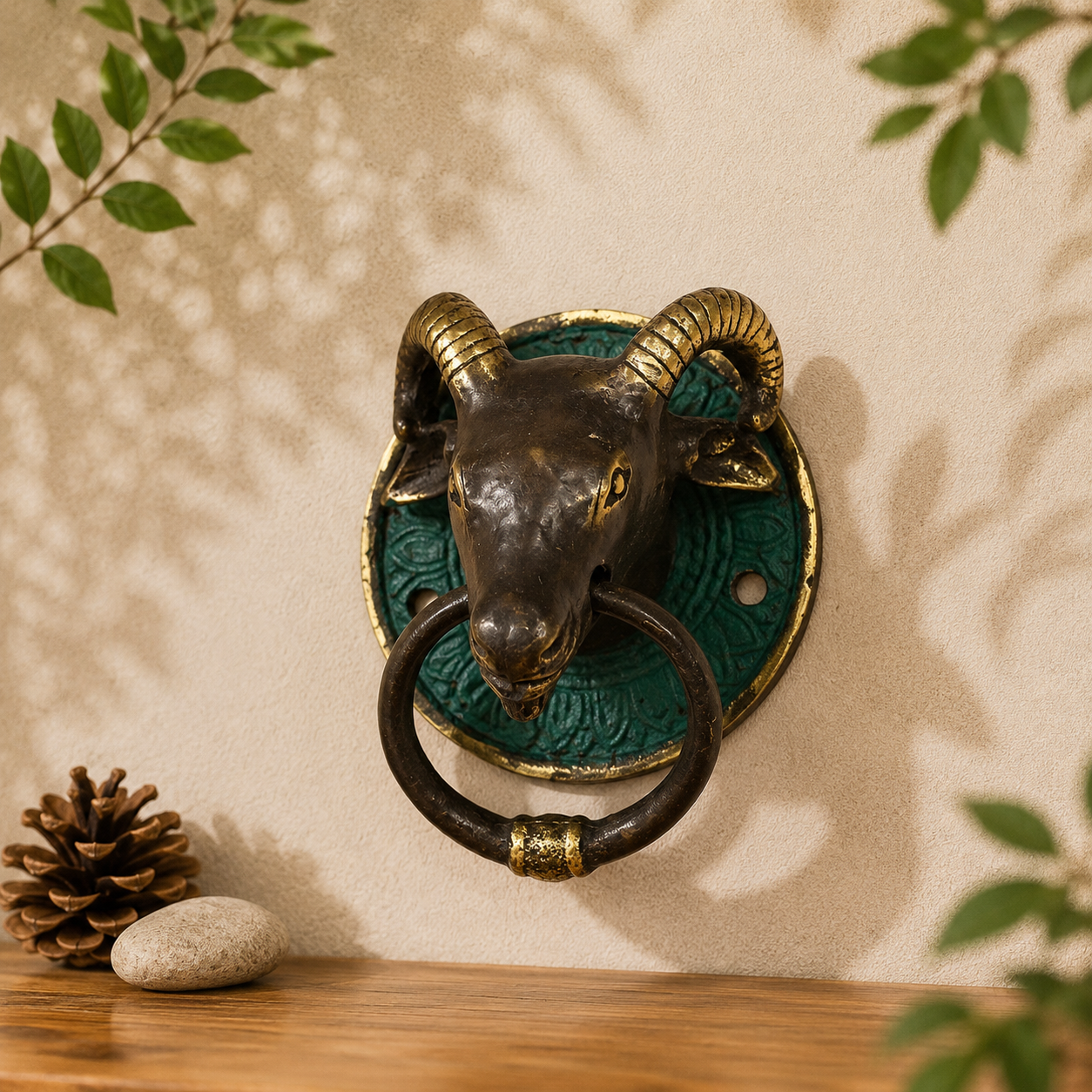 Brass Door Knocker - Ram's Head