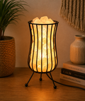 Tall Salt Rock Brazier, White Salt Chunks, Cable & Bulb