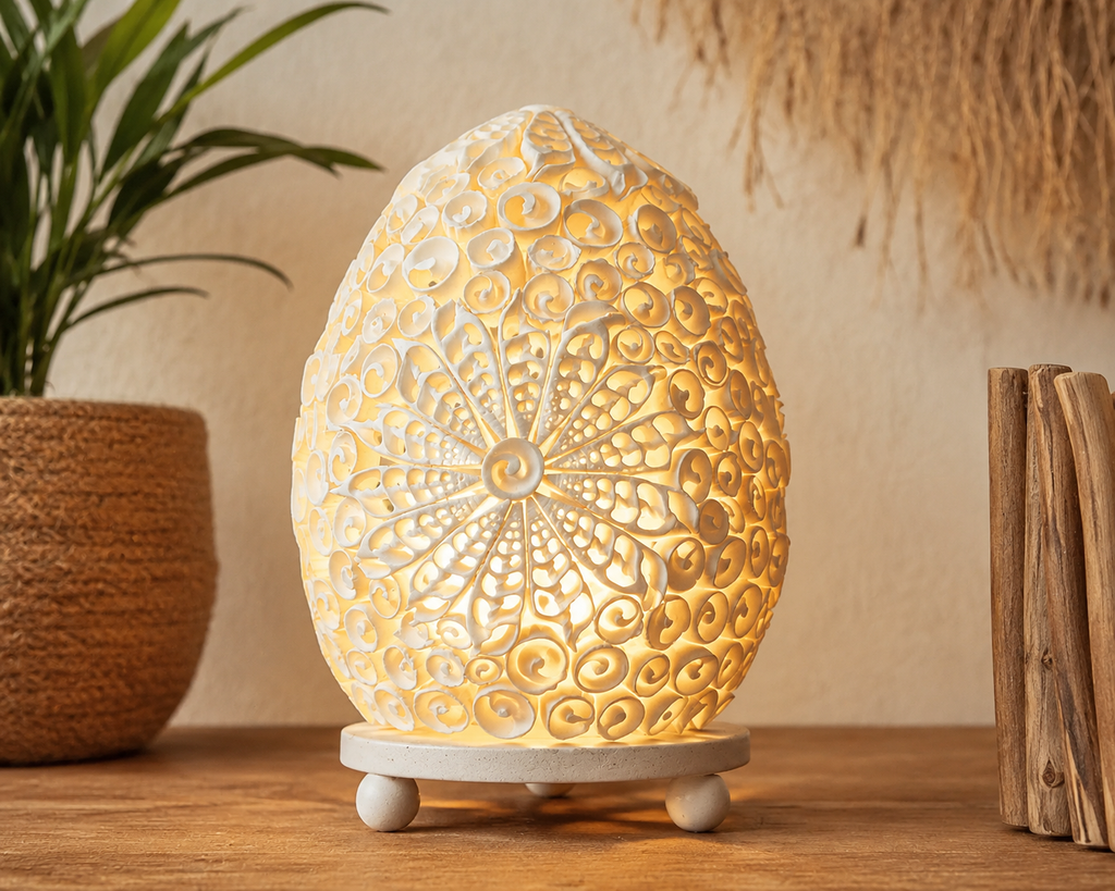 Boho Sea Shell Lamp - Cut Art Shell Oval - 15cm