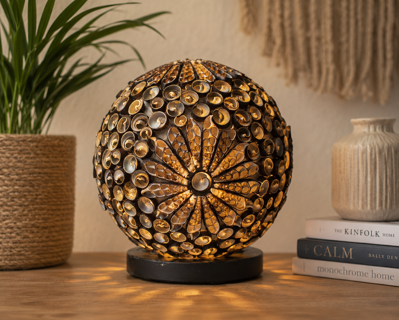 Boho Sea Shell Lamp - Chocolate Twist Globe - 15cm
