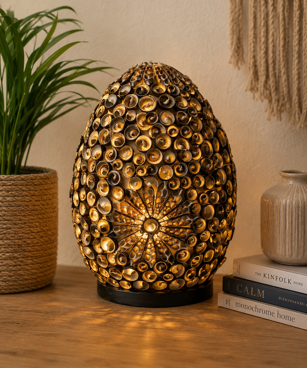 Boho Sea Shell Lamp - Chocolate Twist Oval - 20cm