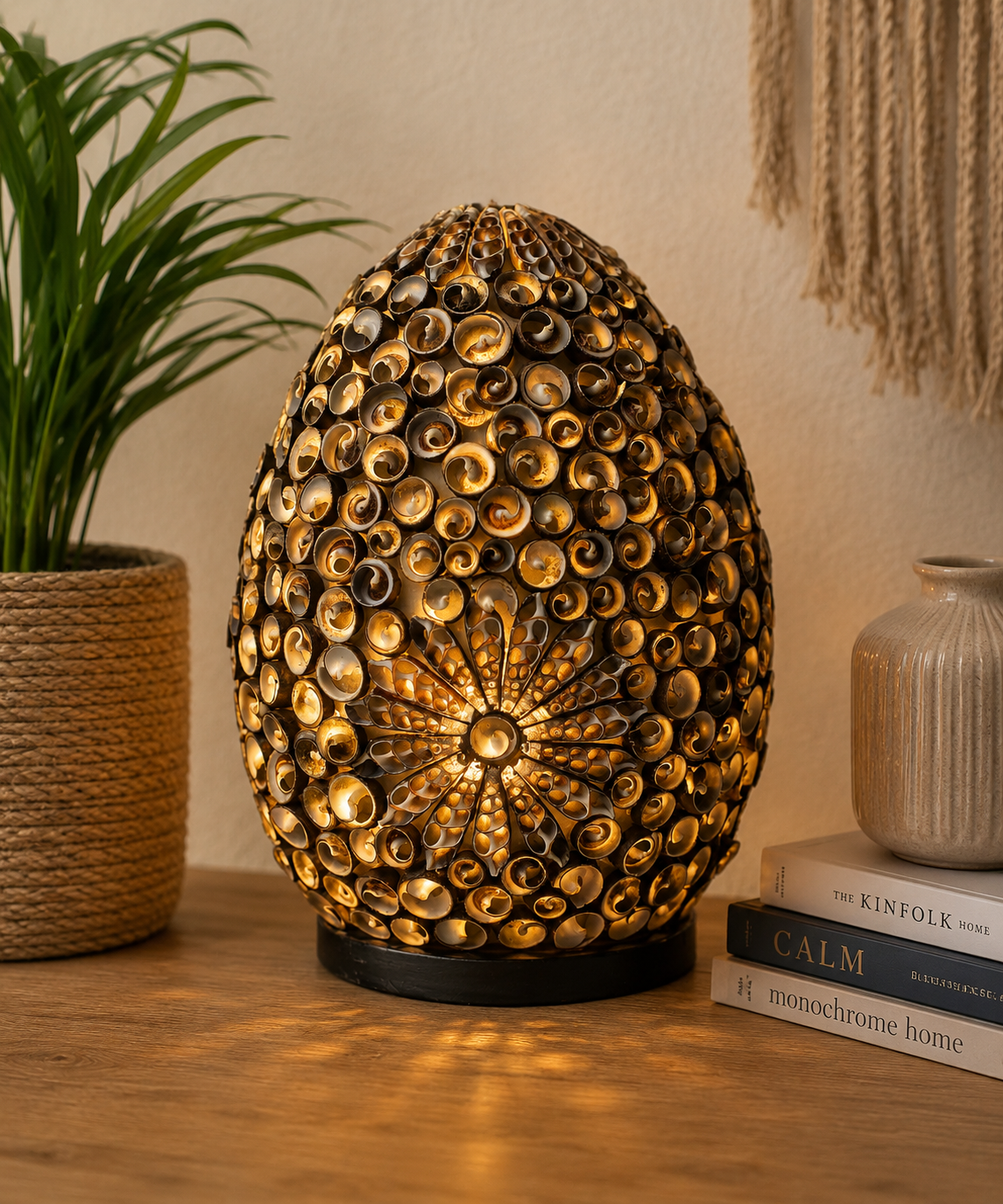 Boho Sea Shell Lamp - Chocolate Twist Oval - 20cm