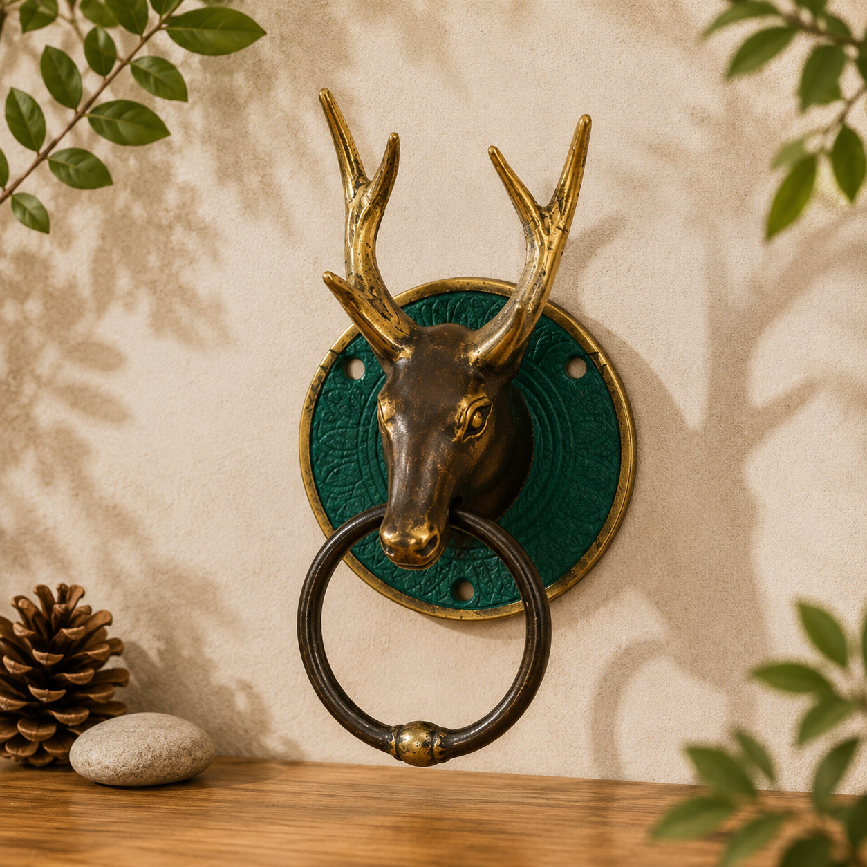 Brass Door Knocker - Stags Head