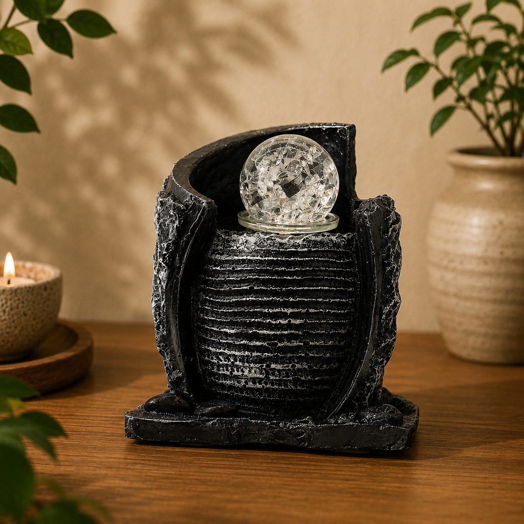 Tabletop Water Feature - Water Pot & Crystal Ball