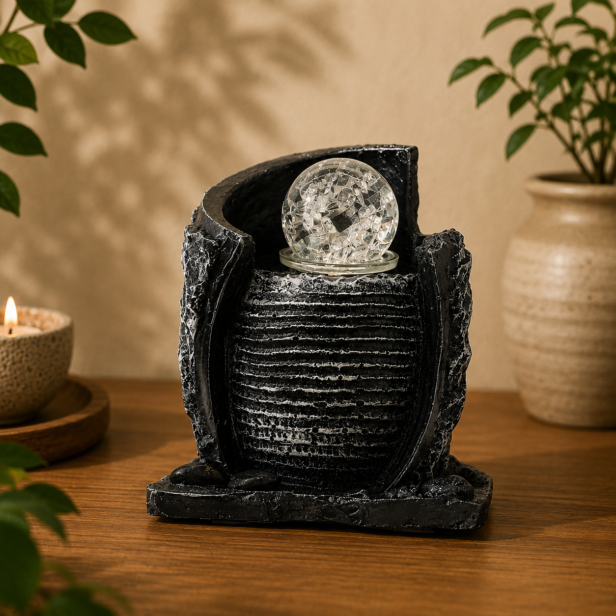 Tabletop Water Feature - Water Pot & Crystal Ball