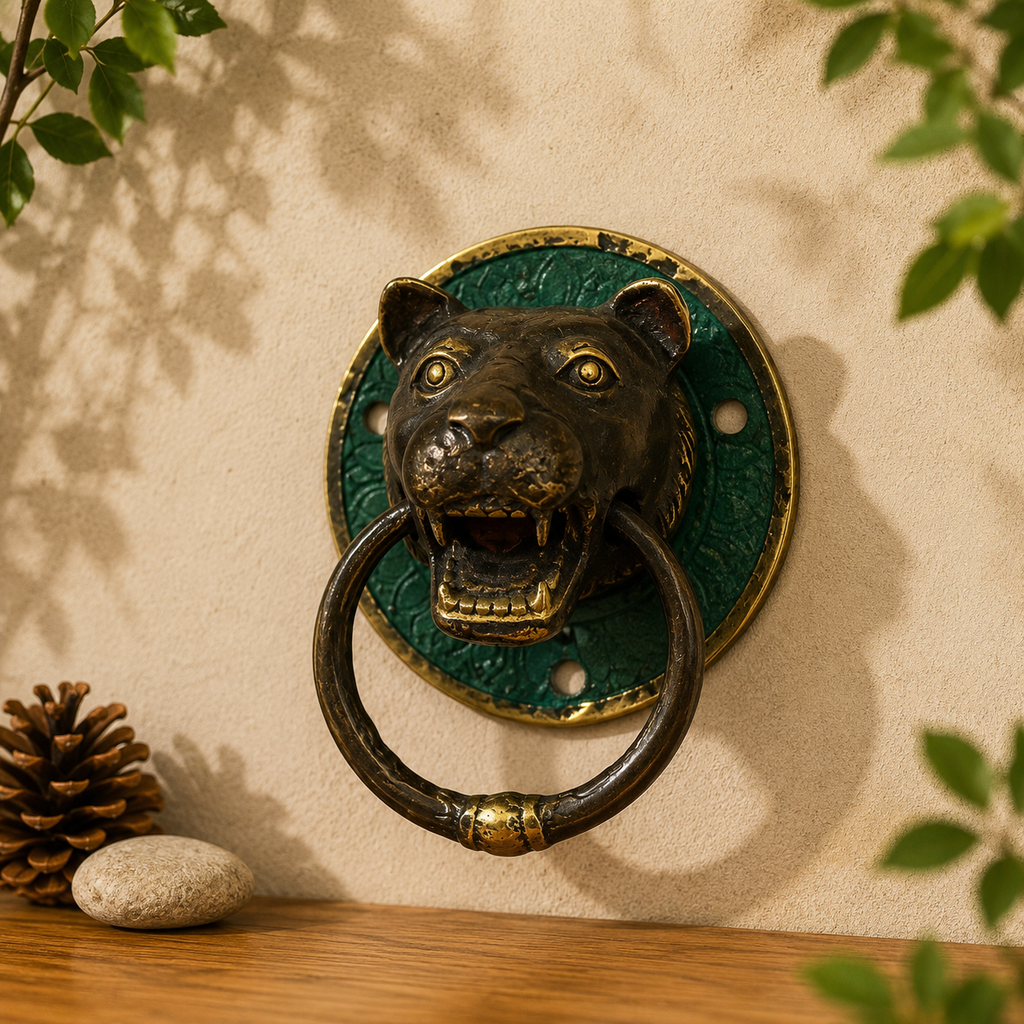 Brass Door Knocker - Tiger Head